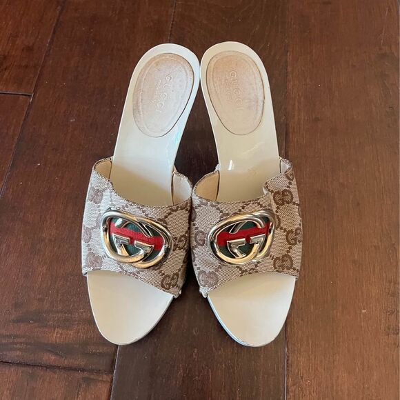 Authentic Gucci Monogram Sabot Mule sandals - Picture 1 of 9
